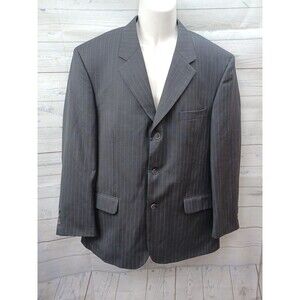 Paulo Solari Sport Coat Men Sz 43 Reg Wool Gray Pinstripe Blazer Jacket
